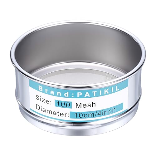 Image of PATIKIL 100 Mesh(0.15mm) Lab Sieve, 3.9"(10cm) Diameter Sifting Screen 304 Stainless Steel Wire Cloth Fine Mesh Sieve for Industrial Laboratory Home Soil Sifter Dry Sift Screens Hash