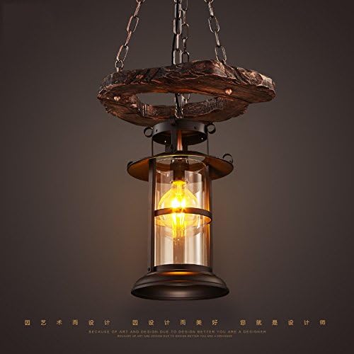 DengWu Pendant Lights Chandeliers Ceiling Lights American Vintage Bar Counter Café Dining Table Industrial Wind Creative Individual Solid Wood Decorative Single Head Chandelier [Energy Class A++]