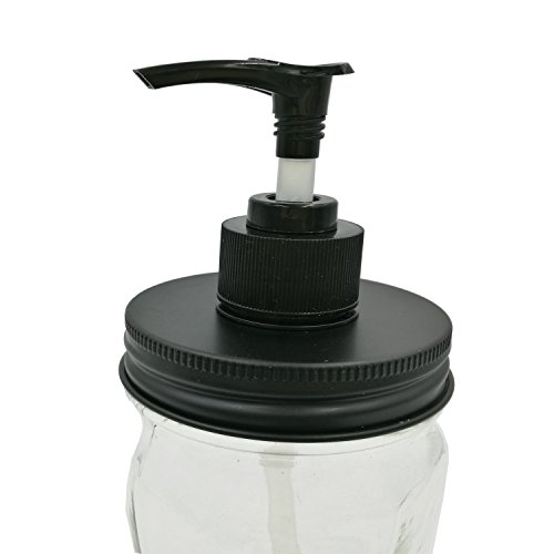 THINKCHANCES Rust Resistant Black Aluminum Counter Top Soap Dispenser Lid Lotion Pump Insert Kit and Leakage Proof for Mason, Ball, Canning Jars (1 Pack, Regular Mouth)