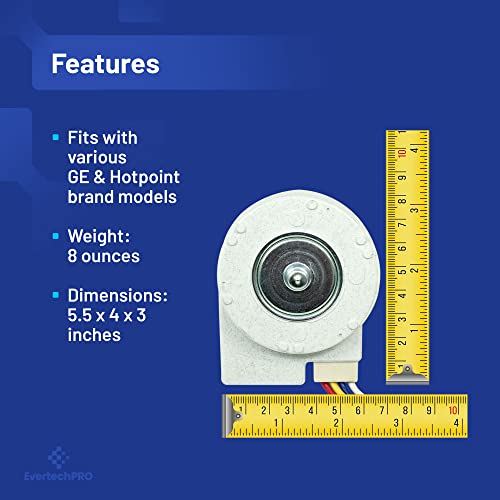 Evertechpro Refrigerator Evaporator Fan Motor Replacement For Ge Wr60X10185 Wr60X10154 Wr60X10043 1170107 197D2039P007 #TOP3