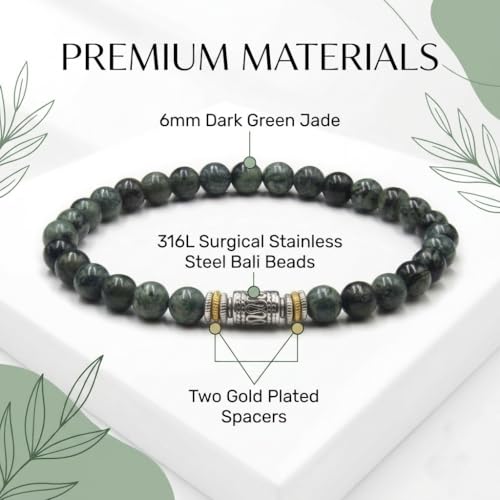Pulsera de jade verde oscuro para hombre miniatura 2