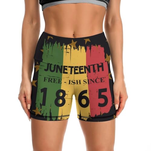 JYYAU Juneteenth Since 1865 Celebrate Freedom Afican High Waist Yoga Shorts for Women Athletic Shorts Leggings Running Pants Black