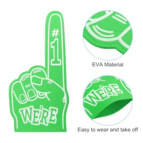 PATIKIL 18 Inch Giant Foam Finger, 2Pcs We are #1 EVA Foam Hand Cheerleading Vibrant Color for Celebration Pom Poms Sports Events Spirit Games Party, Green by PATIKIL - Used condition - Image 4