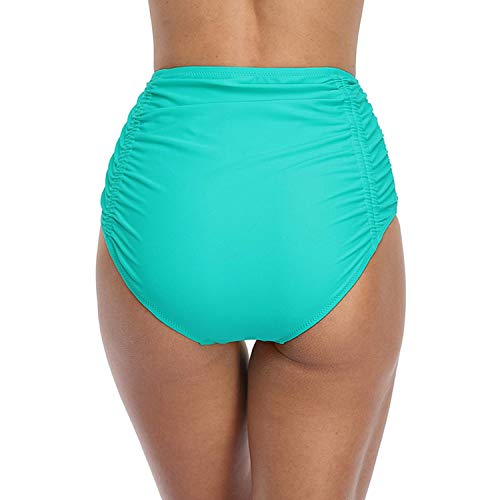 CharmLeaks Women Medium Waisted Swim Briefs Solid Bikini Bottoms Swimwear Bottom