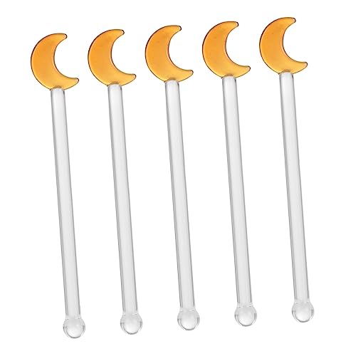 STOBAZA 5Pcs Cocktail Mixer Glass Swizzle Sticks Drink Stirrer for Wine Tea More for Parties Holidays Home Bars Heat Resistant