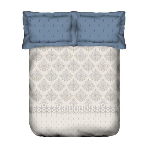 Image of MYTRIDENT Sanskriti Cotton Bedsheet for Double Bed, Gifting Collection King Size - Kantha Blue