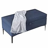 generico pouf portaoggetti pieghevole di sicurezza antincendio, poggiapiedi rettangolare in tessuto, con piano sollevabile, pouf 100x40x42 cm (colore: marrone) (blu)