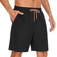 【QUICK DRY COMFY FABRIC】The swimming shorts men made of 100% polyester for the beach to the pool can make you dry quickly and look cool on a hot day, perfectly combined with some trendy flip-flops. Breathable, lightweight and super comfortable. 【ELAS...