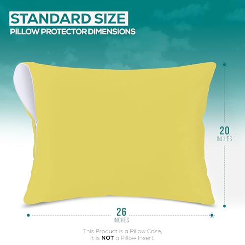 Image of Utopia Bedding Premium 100% Waterproof Pillow Protectors with Zipper Standard Size (Set of 2), Bed Bug and Dust Mite Proof Zippered Pillow Covers, Pillow Encasement Cases, Yellow