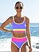 popvil High Waisted Bikini Sets for Women Tummy Control Swimsuits 3 Piece Bathing Suits Neon Swimwear with Skirt 2026 Purple Large