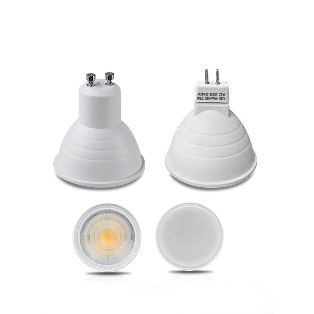 Illuminazione KJXP, Confezione da 20, Faretto LED AC220V GU5.3/GU10/MR16 5W/7W Lampada LED da tavolo Downlight da soffitto(Warm White,7W 120 Degree MR16)