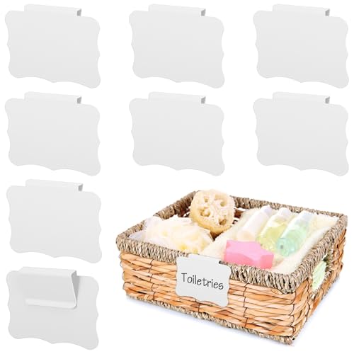 Image of YBEATY 8PCS White Basket Labels Set Basket Labels Clip on 3.5x2.7 Inches Kitchen Clip Label Holder Clips On PVC Label Removable Holders Removable Pantry Baskets Labelsfor Pantry Storage Bins Box