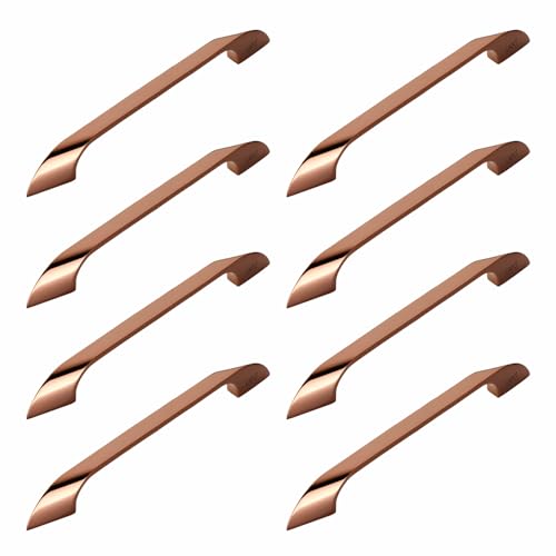 Image of LAPO 10 Inch Drawer & Cabinet Handle, Compatible with Kitchen and Wardrobe Setup, Easy Comfortable Grip, Simple Installation, 3 Years Warranty (224mm, PVD Rose Gold Finish, Pack of 8) Twist