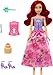 Mattel Disney Princess Ariel Fashion Doll Set, Spin & Reveal with 11 Surprises Including 5 Accessories, 5 Stickers & Play Scene, Inspired by Movie