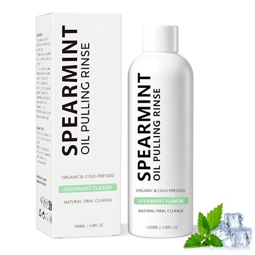 Spearmint Oil Pulling Rinse, Cold-Pressed Coconut Mouthwash for Teeth Whitening,Natural