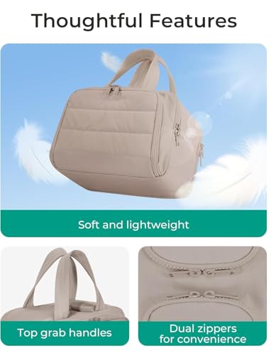 Image of Travel Makeup Organizer Bag for Women | Waterproof Toiletry Bag with Wet & Dry Separation | Large Capacity Cosmetic Storage Pouch with Dual Zippers (Brown)