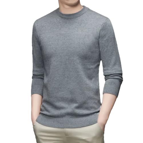 Men's Round Neck Soft Warm and Comfortable Long Sleeve Solid Color Sweater