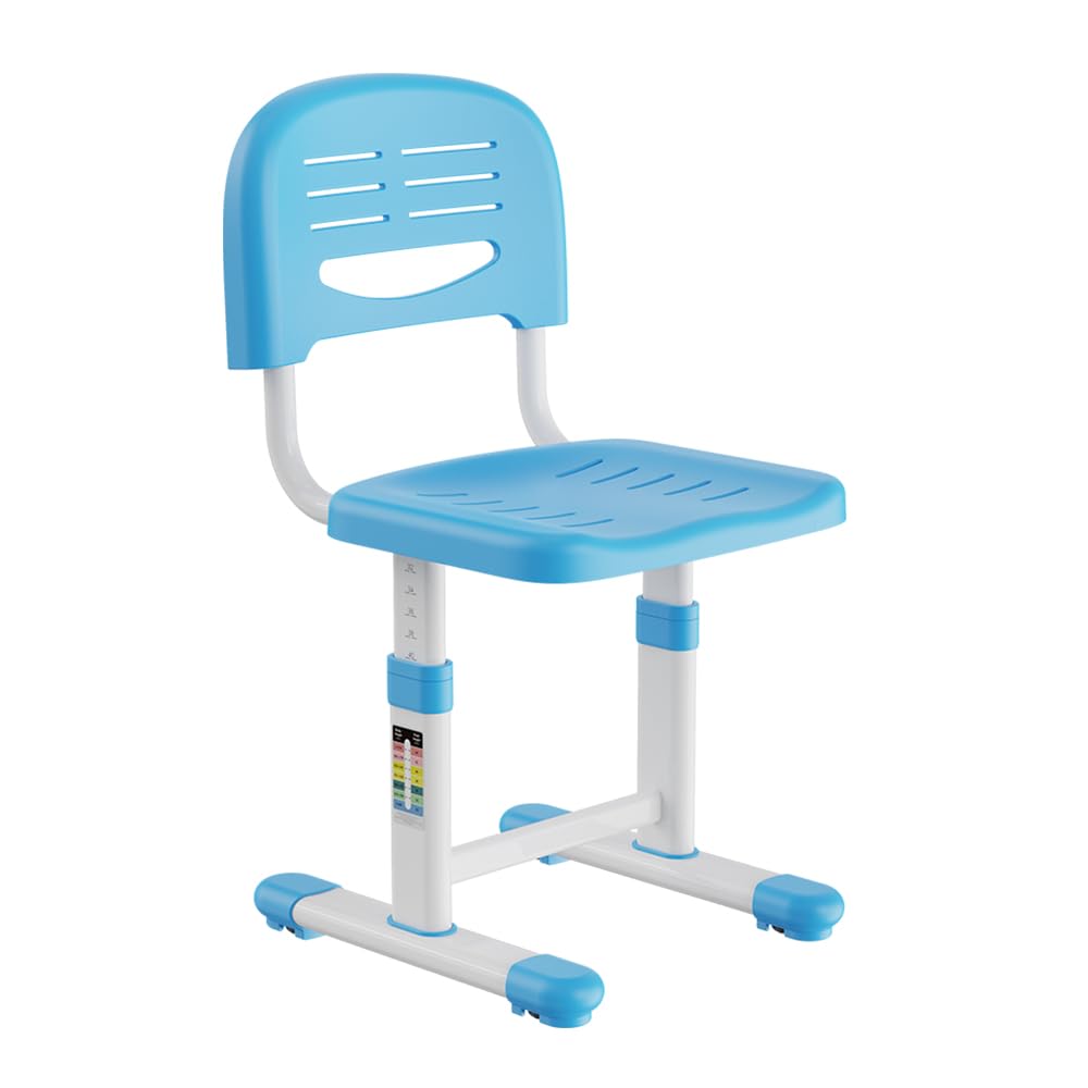 Spacetronik Silla de Escritorio Infantil sin Ruedas, Silla Ergonómica Regulable en Altura 120-160 cm, Silla de Estudio para Niños, Habitación Infantil y Deberes, Azul