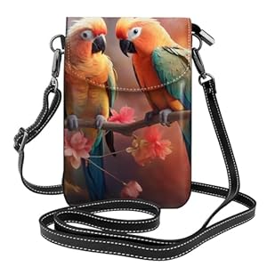 Bunte Papageien! Originelle 2fach Handytasche mit Schultergurt | Geschenk-Taschen
