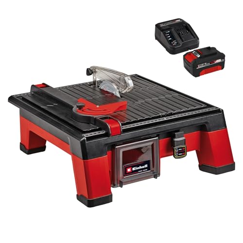 Einhell Akku-Fliesenschneider TE-TC 18/115 Li Power X-Change (Li-Ion, 18 V, max. 3.800 min-1, inkl. 115 mm Trennscheibe, inkl. 4,0 Ah Akku und Ladegerät)