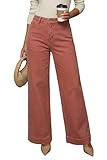 Dokotoo Womens Jeans Casual High Waisted Jeans for Women Wide Leg Loose Baggy Stretch Boyfriend Denim Pants Brown 2026 Fashion Size 8