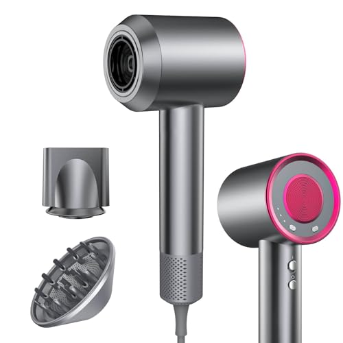 AIUNAOM Phon Capelli Professionale Ionico – Asciugacapelli Leggero e Silenzioso con Motore Brushless 150.000 RPM, 4 Temperature, 3 Velocità, Diffusore per Capelli Ricci, Accessori Magnetici