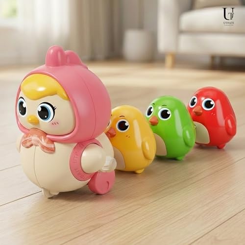 Image of Chicken Toys for Kids, Swinging Chain String Magnetic Hen with Chick Learning to Crawl Spring Toy, Crawling Wind-up Duck, Walking Chicken Cute Windup Toy for Boys Girls Toddler (Multi)