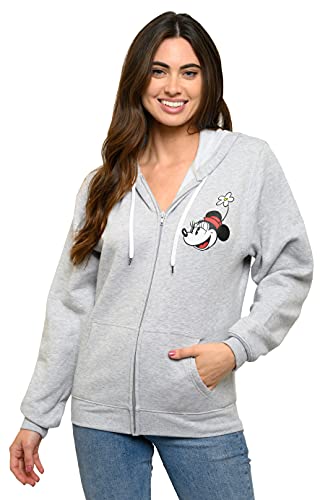 Disney Hoodie Womens Mickey & Minnie Mouse Print Zip Up (Heather Grey, 3X) #TOP6