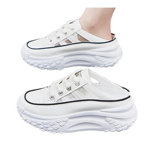 Platform Sneakers for Women Slip-On Mules Soft Sole Breathable Fashion Casual Backless Shoes