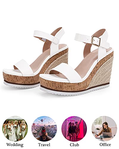 Image of Coutgo Women's Espadrille Wedge Platform Sandals Open Toe Ankle Buckle Strap Casual Summer Shoes