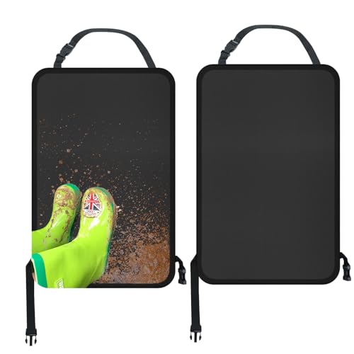 Kaslaider 2 Piezas Protector de Asiento Coche, Impermeable Tela Oxford con Hebilla Ajustable, Almohadilla Antipatadas y Antisuciedad para Niños y Bebés, Protector Respaldo de Asiento Trasero