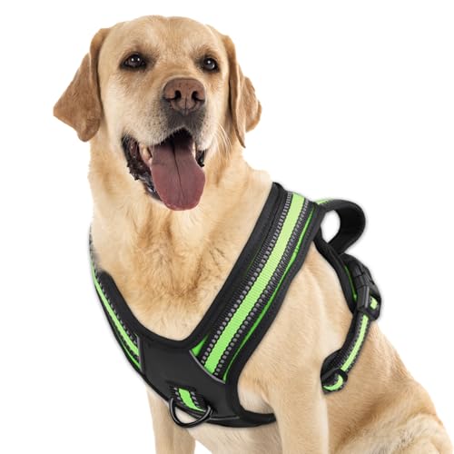 EPETKO No Pull Dog Harness, No Choke Front Clip Pet Harness Adjustable Soft Padded Dog Vest with Easy Control Handle and Reflective Strips Dog Harness for Medium Large Dogs