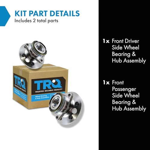 Image of TRQ Front Left and Right Wheel Bearing and Hub Assembly Set 2 Piece Compatible with 88-91 Chevrolet K1500 with Heavy Duty Suspension 92-94 K1500 88-94 K2500 with 6 Lug Wheels 92-94 K1500 Suburban