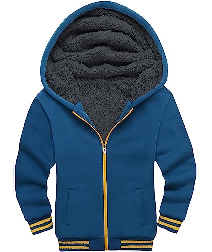 Image of SWISSWELL Unisex Boys Girls Fleece Hoodie Sherpa Lined Jacket Zip Up Hooded Sweatshirt Winter Outerwear for Kids