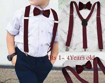 CLOTHERA Maroon Suspender and Bow Tie Set for Kids 5 to 15yrs 3