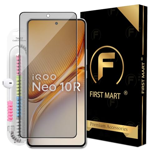 Image of FIRST MART Matte Anti-Glare Tempered Glass for Neo 10 iQOO Neo 10R With Installation Kit | Military-Grade Gaming Screen Protector & Cable Guard | Edge to Edge Coverage | Black