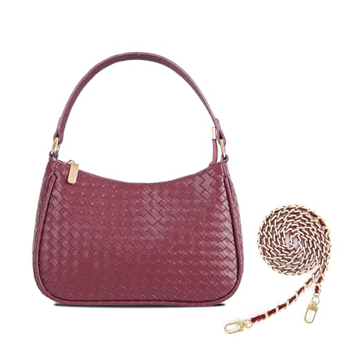 Image of Prpeko Women's Woven Crescent Shoulder Bags Retro 90s Hobo Handbags Top Handle Underarm Bag Clutch Purses