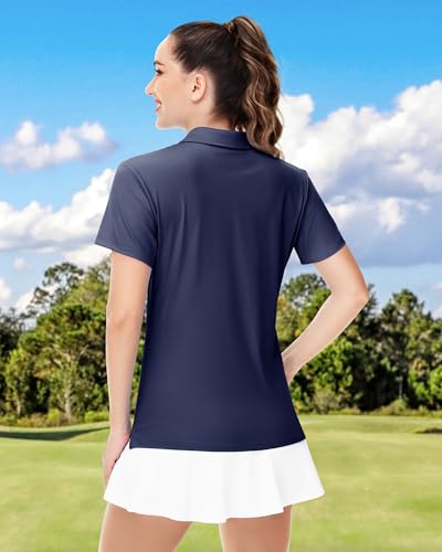 Boladeci Women's Golf Polo Shirts Short Sleeve UPF 50+ Sun Protection 4-Button Tennis Collared Shirts4
