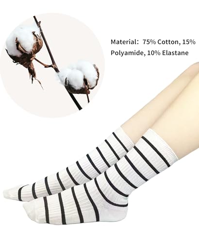 Image of Womens Ribbed Knit Socks Cotton Athletic Running Casual Crew Socks