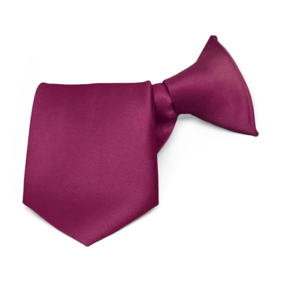 tiemart Boys' Raspberry Solid Color Clip-On Tie, 8