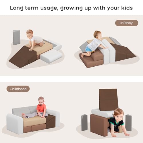 Image of BanaSuper 7-Piece Kids Climbing Foam Blocks, Modular Play Couch Climber Set for Toddlers, Soft Play Foam Blocks, Convertible Sofa-Style Indoor Climbing Toys for Baby Creative Boys & Girls