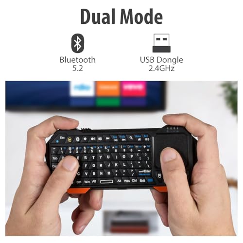 Image of Fosmon Mini Keyboard with Touchpad Mouse, 2.4G Wireless+ Bluetooth, Backlit | 500mAh Rechargeable Battery, QWERTY Keypad Compatible with PS5, Android TV Box, PC /TV /HTPC, Nvidia Shield for Travel,Home Use