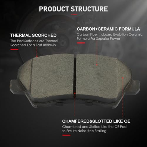 Image of cciyu D1828 & D1813 Front & Rear Ceramic Disc Brake Pads Kit For Hyundai For Elantra GT 2017,For Veloster 2016-2017,For Kia For Forte 2017-2018,For Forte5 2017-2018