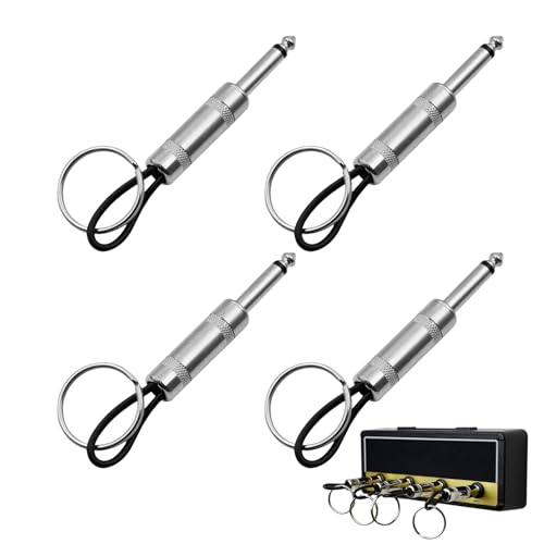 Toumett 4 Pcs Guitar Plug Keychain for Key Holder for Wall,Guitar Amplifier Hooks Metal Keychain,Mount Key Storage Accessories,Idea Gift for Music Lovers & Enthusiasts,for Room/Studio/Entryway