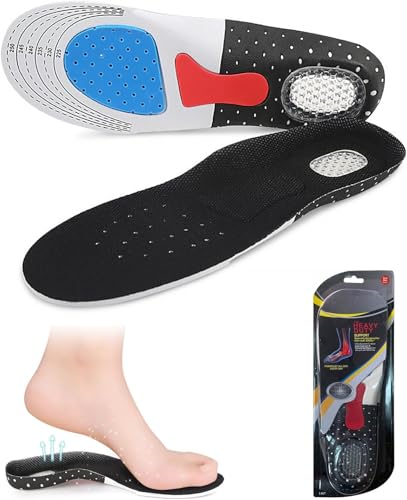 SQUADO Plantillas para hombre – plantillas para espolones calcáneos y fascitis plantar, apoyo cómodo para arco, almohadilla de talón y plantilla