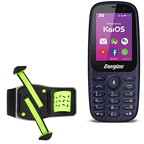 BoxWave Holster Compatible with Energizer E241 - FlexSport Armband, Adjustable Armband for Workout and Running - Stark Green