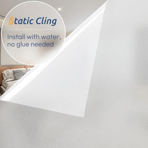 rabbitgoo Window Films for Privacy Frosted Glass Film, 44.5x200cm, Frosted | Static Cling Glass Sticker,Non-Adhesive Privacy Film Sun Blocking Window Covering Frosting Vinyl Bathroom Sliding Glass Door view 6