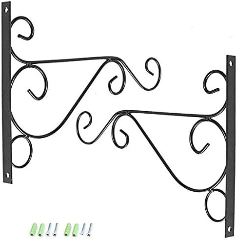 Orgrimmar 2 Pcs Metal Plant Hanger Bracket Wall Mount Hanging Plants Hook for Hanging Planters Birdcage Lantern Flower Pot,Decorative Hooks(Black)