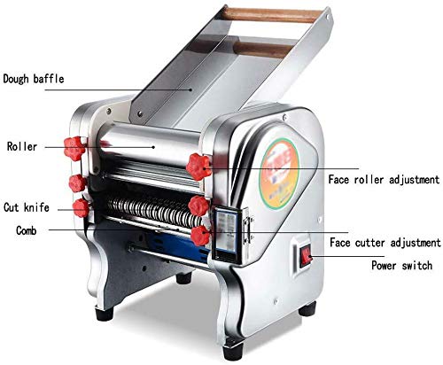 Pasts Maker, 110V Commercial Electric Pasta Noodle Maker Machine Stainless Steel Dough Roller Noodle Cutting Press Machine for Homemade Spaghetti Fettuccini