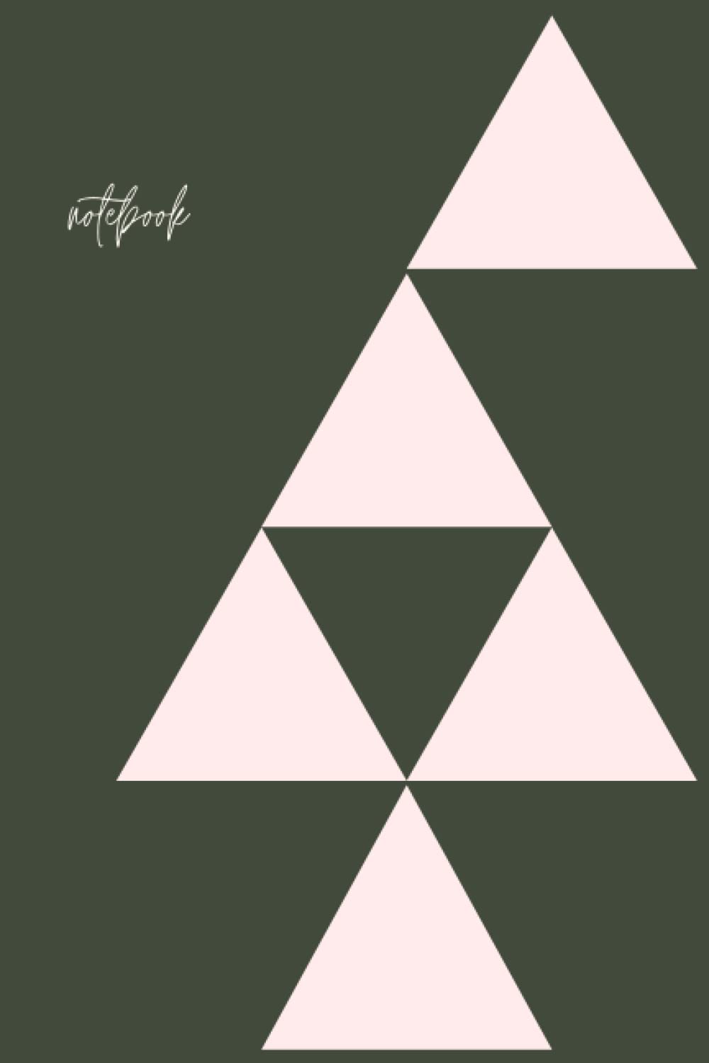 Notebook vintage vert et beige aux motifs triangles pour l'écriture et le dessin